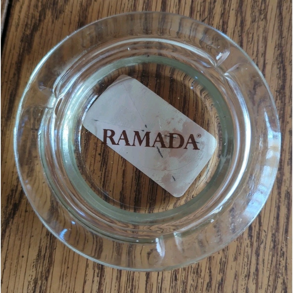 Vintage Glass Advertising Ashtray Ramada Hotel